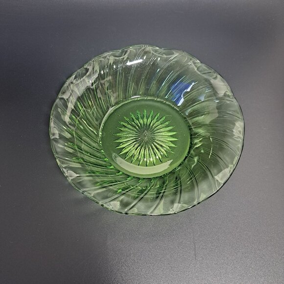 Heisey Moongleam Marcel Wave Swirl Green Bowl Vintage - Picture 2 of 8